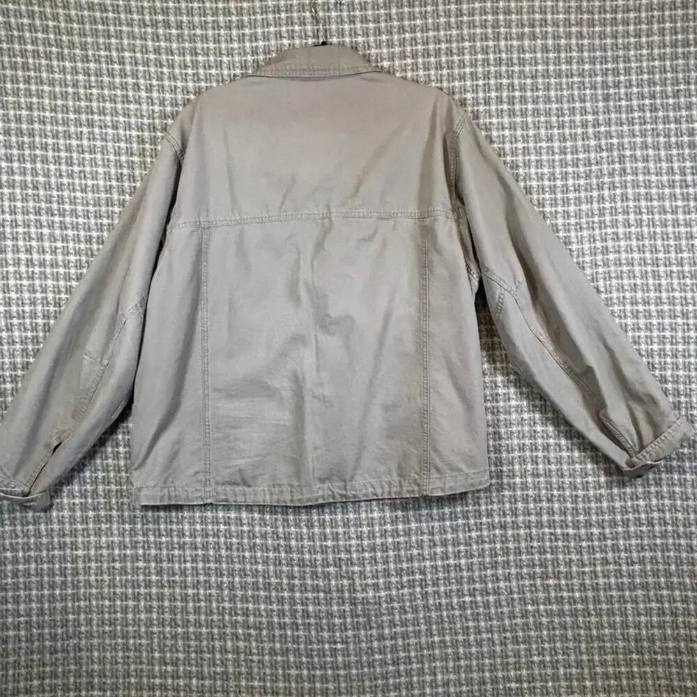 Vintage Columbia Utility Canvas Zip-Up Jacket Workwear 90s Sage Green Cotton